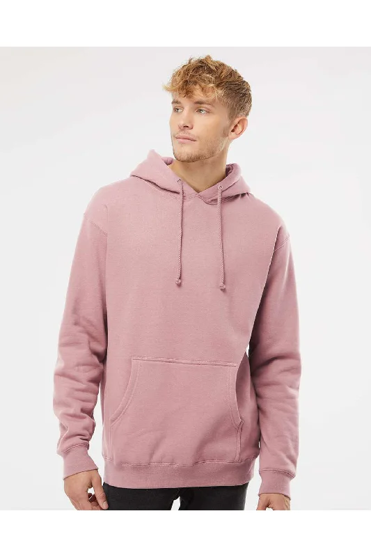 Men's lightweight workout hoodie-Independent Trading Co. Mens Hooded Sweatshirt Hoodie w/ Pouch Pocket - Dusty Pink