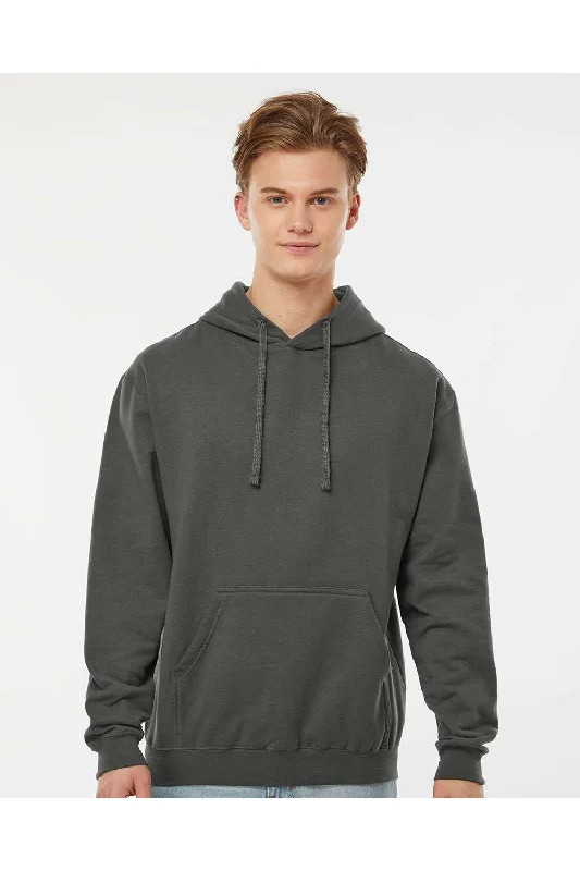 Men's sustainable pullover hoodie-Tultex Mens Fleece Hooded Sweatshirt Hoodie w/ Pouch Pocket - Charcoal Grey