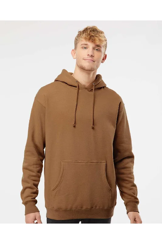 Men's sustainable gym hoodie-Independent Trading Co. Mens Hooded Sweatshirt Hoodie w/ Pouch Pocket - Saddle Brown