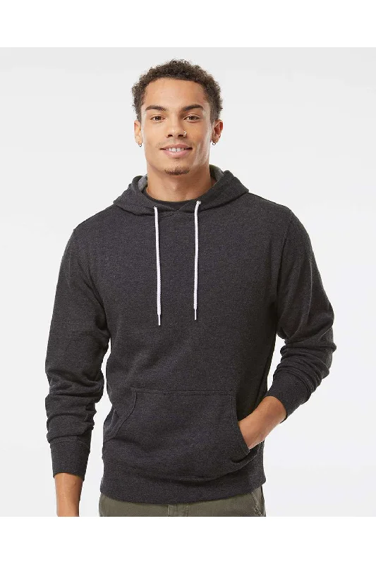 Men's weatherproof workout hoodie-Independent Trading Co. Mens Hooded Sweatshirt Hoodie w/ Pouch Pocket - Heather Charcoal Grey