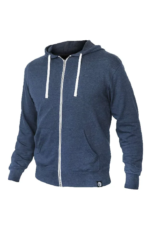 Men's wrinkle-free workout hoodie-Quikflip Mens 2-in-1 Hero Classic Full Zip Hooded Sweatshirt Hoodie w/ Pockets - Pacific Navy Blue