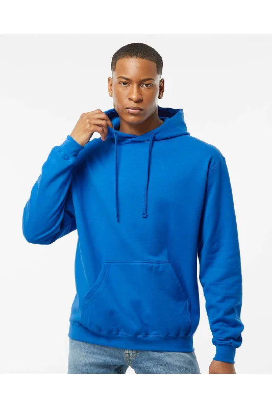 Men's naturally cooling hoodie-Tultex Mens Fleece Hooded Sweatshirt Hoodie w/ Pouch Pocket - Royal Blue