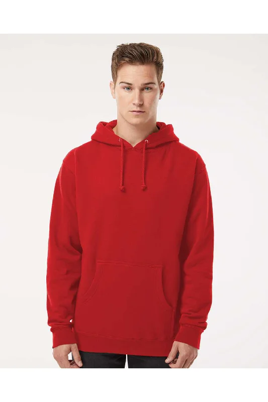 Men's ultra-light athletic hoodie-Independent Trading Co. Mens Hooded Sweatshirt Hoodie w/ Pouch Pocket - Red