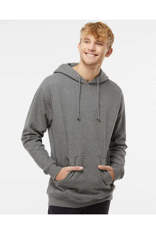 Men's breathable workout hoodie-Independent Trading Co. Mens Hooded Sweatshirt Hoodie w/ Pouch Pocket - Heather Gunmetal Grey