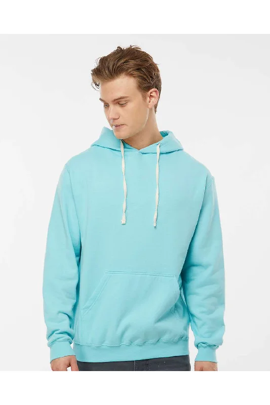 Men's organic cotton hoodie-Tultex Mens Fleece Hooded Sweatshirt Hoodie w/ Pouch Pocket - Purist Blue