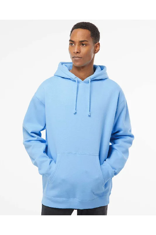 Men's pre-washed athletic hoodie-Independent Trading Co. Mens Hooded Sweatshirt Hoodie w/ Pouch Pocket - Aqua Blue