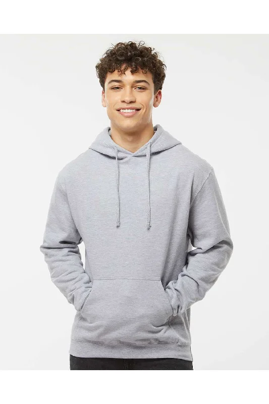 Men's quick-dry gym hoodie-Tultex Mens Fleece Hooded Sweatshirt Hoodie w/ Pouch Pocket - Heather Grey