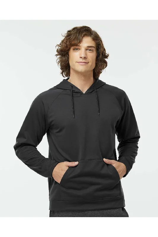 Men's high-performance workout hoodie-Paragon Mens Vail Performance Moisture Wicking Fleece Hooded Sweatshirt Hoodie w/ Pouch Pocket - Black