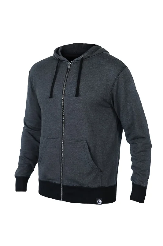 Men's adventure-ready hoodie-Quikflip Mens 2-in-1 Hero Classic Full Zip Hooded Sweatshirt Hoodie w/ Pockets - Gunmetal Grey