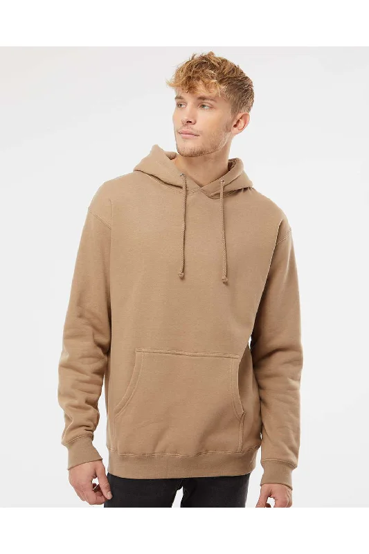 Men's relaxed fit sports hoodie-Independent Trading Co. Mens Hooded Sweatshirt Hoodie w/ Pouch Pocket - Sandstone Brown