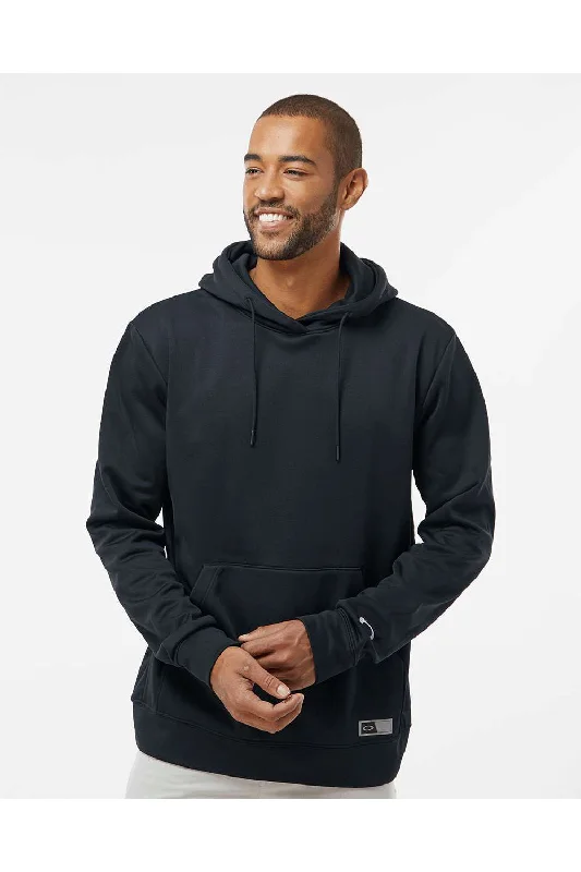 Men's sporty travel hoodie-Oakley Mens Team Issue Hydrolix Hooded Sweatshirt Hoodie w/ Pouch Pocket - Blackout