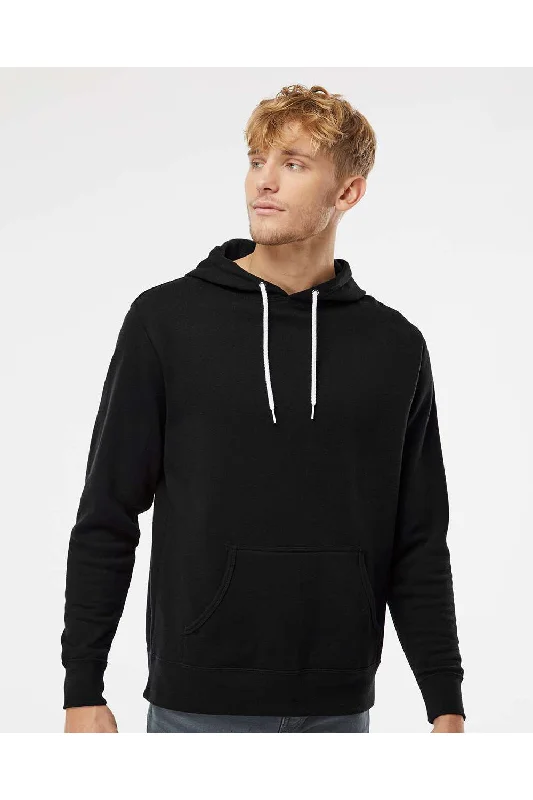 Men's breathable active hoodie-Independent Trading Co. Mens Hooded Sweatshirt Hoodie w/ Pouch Pocket - Black