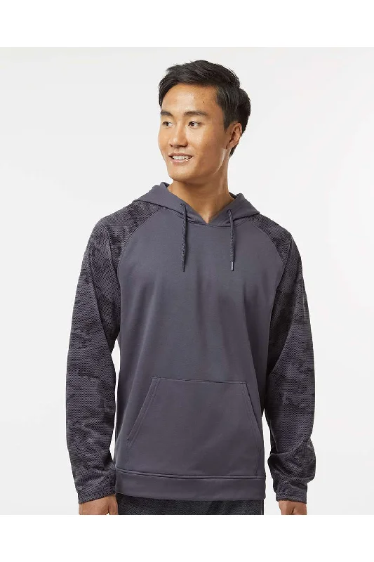 Men's breathable gym hoodie-Paragon Mens Tahoe Camo Fleece Moisture Wicking Hooded Sweatshirt Hoodie w/ Pouch Pocket - Graphite Grey