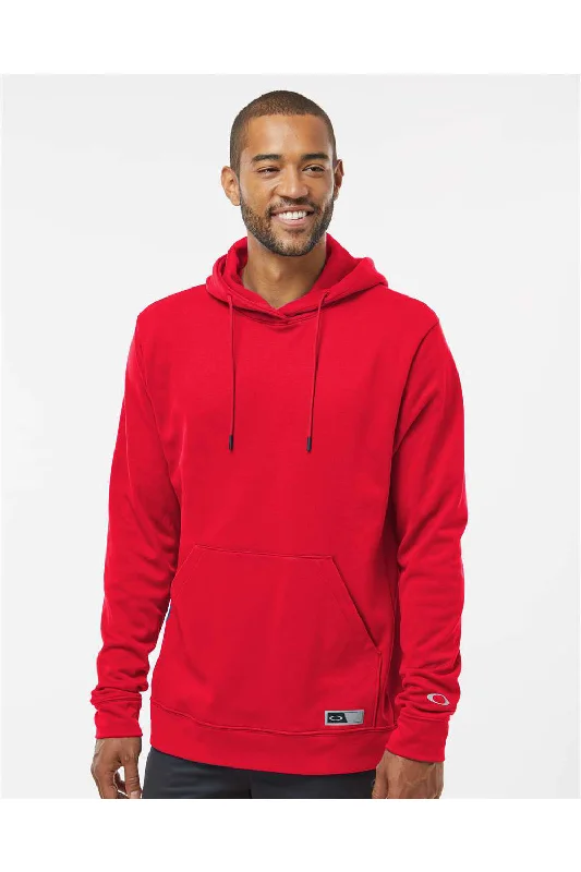 Men's modern travel hoodie-Oakley Mens Team Issue Hydrolix Hooded Sweatshirt Hoodie w/ Pouch Pocket - Team Red