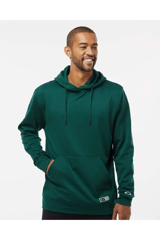 Men's performance gym hoodie-Oakley Mens Team Issue Hydrolix Hooded Sweatshirt Hoodie w/ Pouch Pocket - Team Fir Green