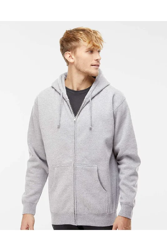 Men's organic travel hoodie-Independent Trading Co. Mens Full Zip Hooded Sweatshirt Hoodie w/ Pockets - Heather Grey