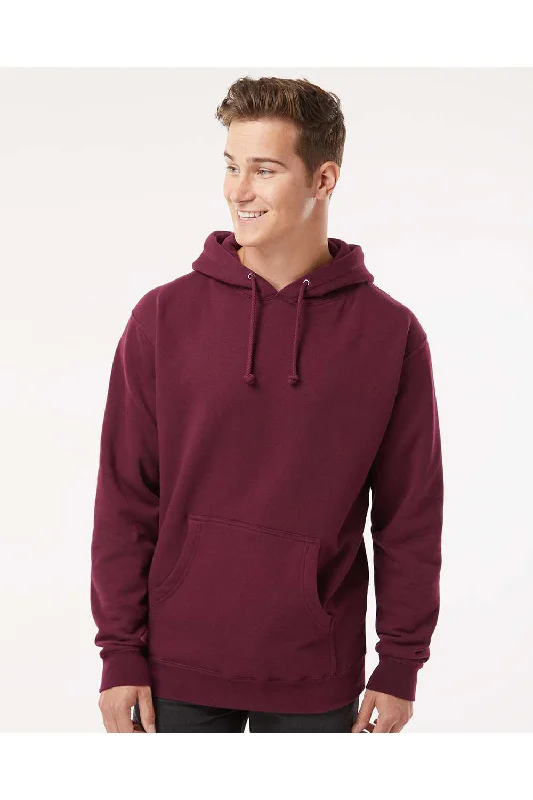 Men's wrinkle-free gym hoodie-Independent Trading Co. Mens Hooded Sweatshirt Hoodie w/ Pouch Pocket - Maroon