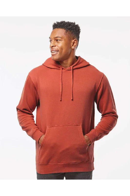 Men's gym-ready active hoodie-Independent Trading Co. Mens Pigment Dyed Hooded Sweatshirt Hoodie w/ Pouch Pocket - Amber