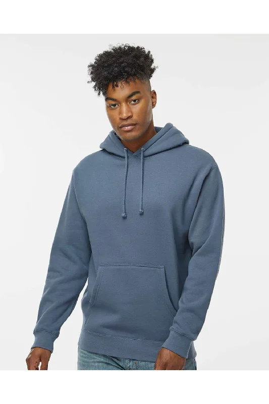 Men's quick-dry gym hoodie-Independent Trading Co. Mens Hooded Sweatshirt Hoodie w/ Pouch Pocket - Storm Blue