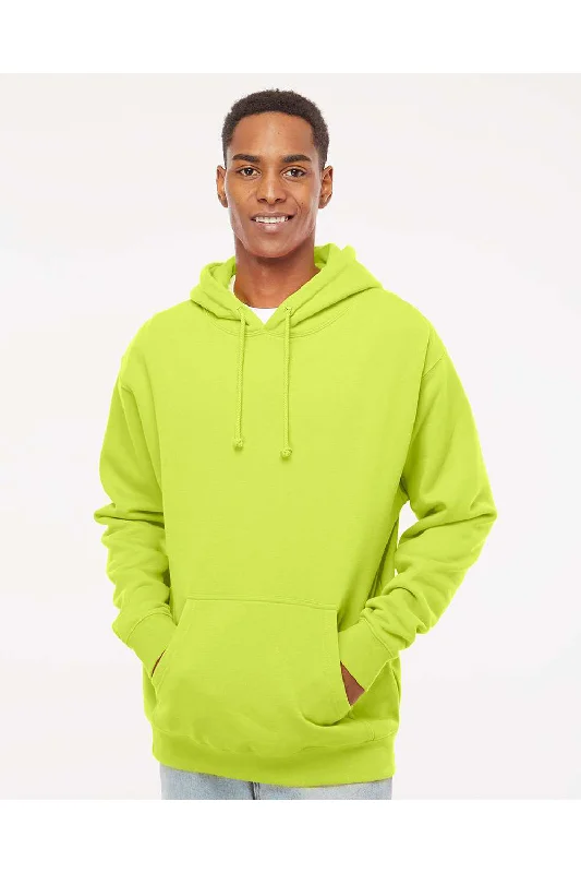 Men's sporty active hoodie-Independent Trading Co. Mens Hooded Sweatshirt Hoodie w/ Pouch Pocket - Safety Yellow