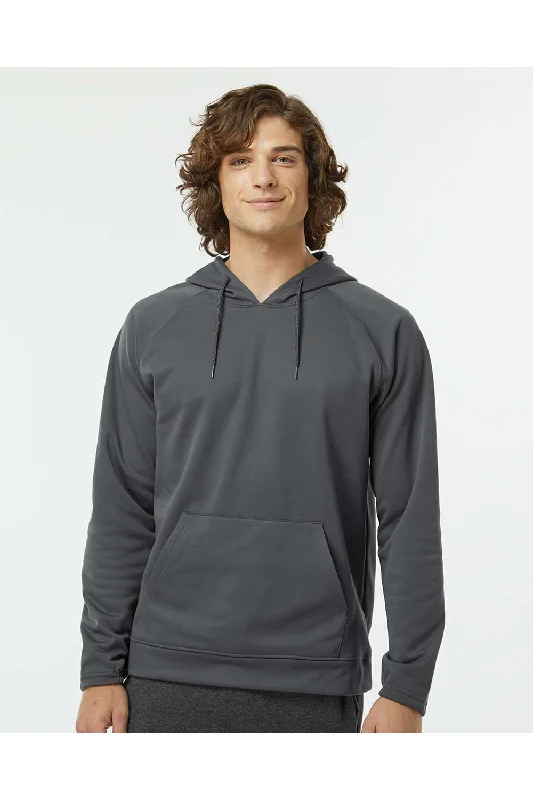 Men's gym performance zip-up hoodie-Paragon Mens Vail Performance Moisture Wicking Fleece Hooded Sweatshirt Hoodie w/ Pouch Pocket - Graphite Grey