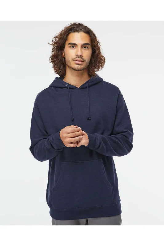 Men's modern sports hoodie-Independent Trading Co. Mens Hooded Sweatshirt Hoodie w/ Pouch Pocket - Classic Navy Blue - Closeout