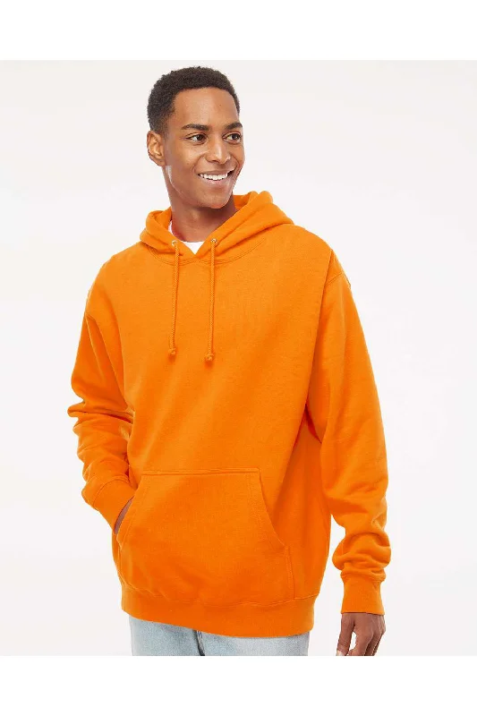 Men's summer travel hoodie-Independent Trading Co. Mens Hooded Sweatshirt Hoodie w/ Pouch Pocket - Safety Orange