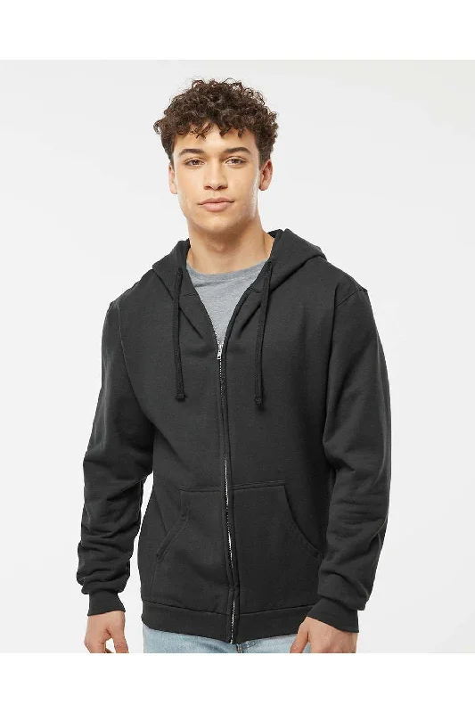 Men's modern casual hoodie-Tultex Mens Full Zip Hooded Sweatshirt Hoodie w/ Pockets - Black