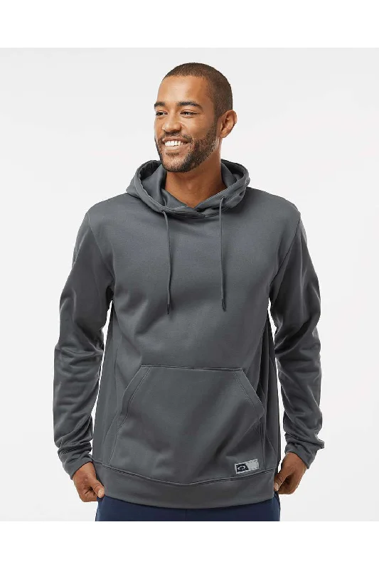 Men's quick-dry athletic hoodie-Oakley Mens Team Issue Hydrolix Hooded Sweatshirt Hoodie w/ Pouch Pocket - Forged Iron Grey