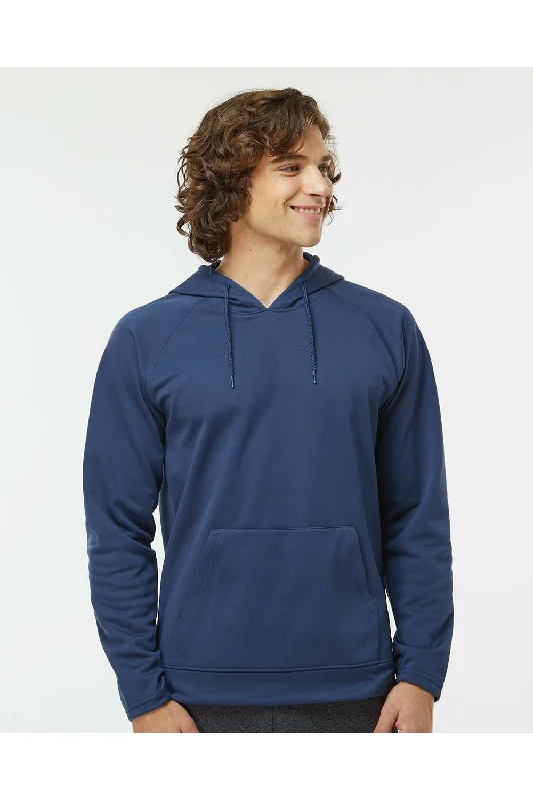 Men's fashion-forward active hoodie-Paragon Mens Vail Performance Moisture Wicking Fleece Hooded Sweatshirt Hoodie w/ Pouch Pocket - Navy Blue