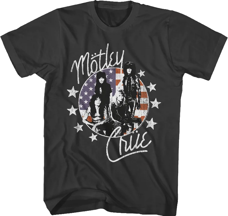 Men's tech fabric athletic t-shirt-Star And Stripes Motley Crue T-Shirt