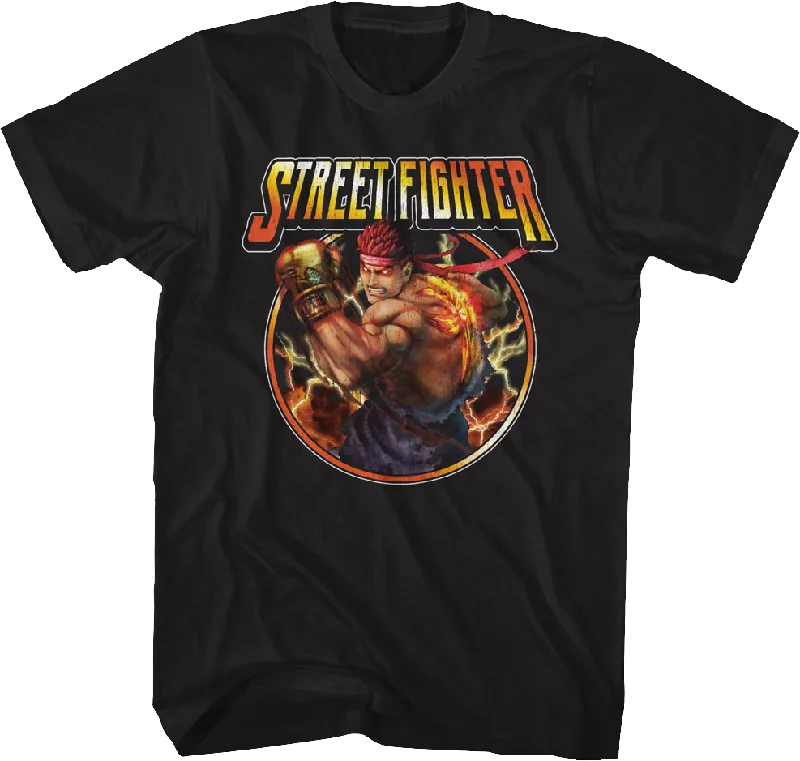 Men's performance athletic t-shirt-Ryu Lightning Bolts Street Fighter T-Shirt