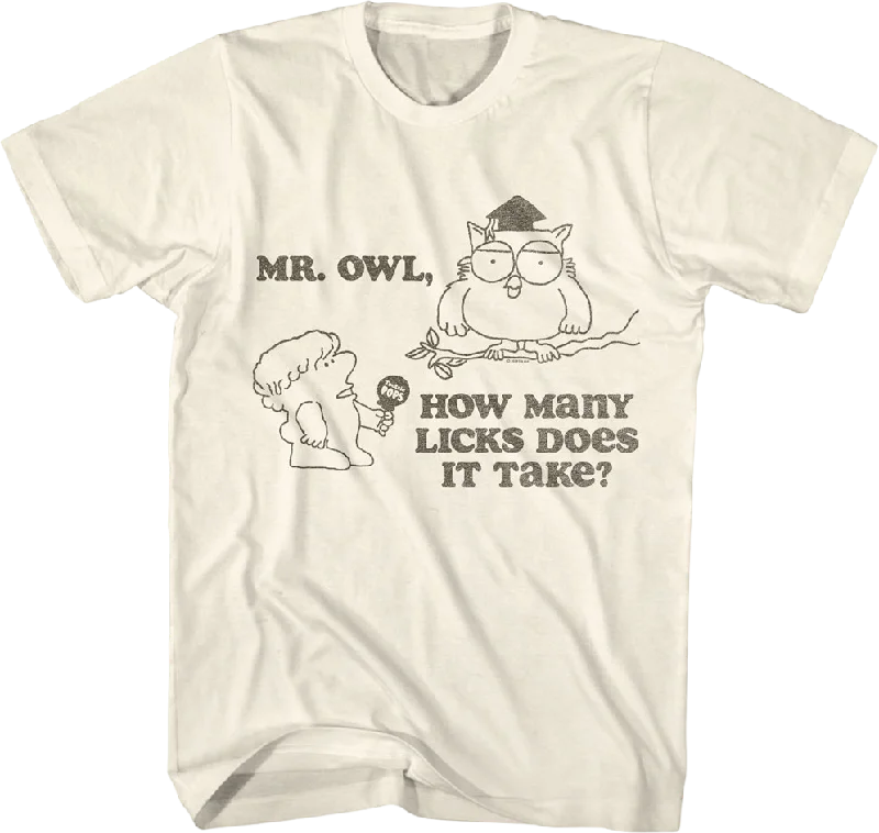 Men's eco-friendly recycled t-shirt-Mr. Owl, How Many Licks Does It Take? Tootsie Pop T-Shirt