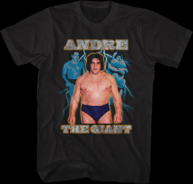 Men's performance athletic t-shirt-Lightning Bolt Collage Andre The Giant T-Shirt