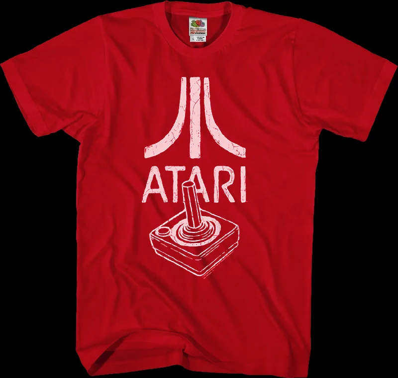 Men's breathable cotton t-shirt-Red Joystick Atari Shirt