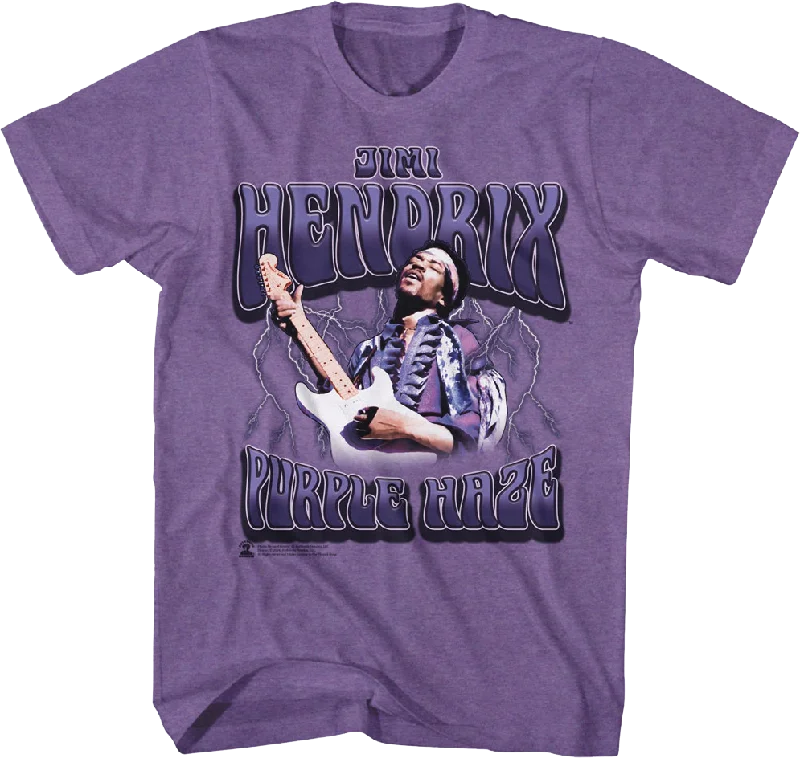 Men's weatherproof outdoor t-shirt-Purple Haze Lightning Jimi Hendrix T-Shirt