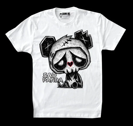 Men's ultra-lightweight travel shirt-Sad Panda Men White Tshirt