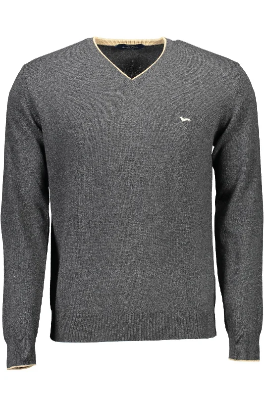 Men's gym sweater-Harmont & Blaine Elegant V-Neck Sweater with Contrast Men's Details