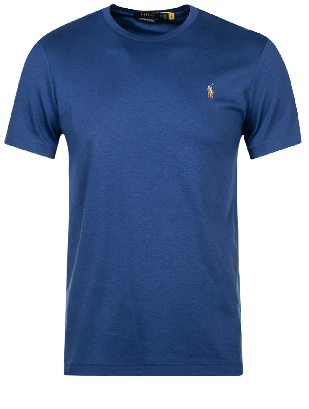 Men's lightweight athletic t-shirt-Pima Polo Tshirt Blue