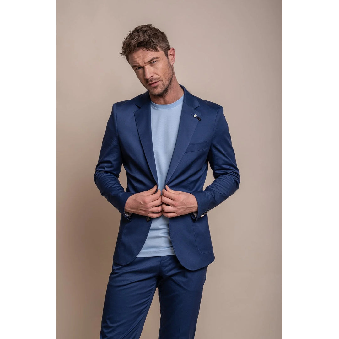 Men's relaxed fit parka-Mario - Men's Summer Blue Smart Blazer