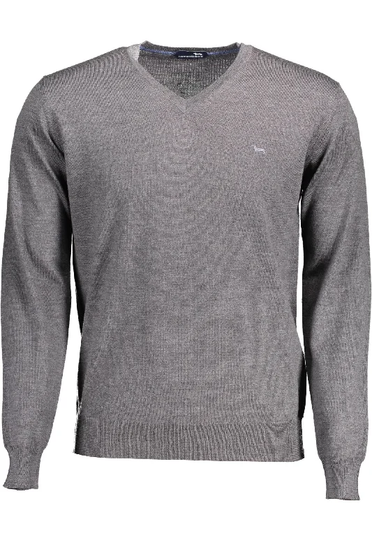 Men's training sweater-Harmont & Blaine Elegant V-Neck Wool Men's Sweater