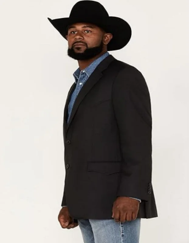 Men's cooling gym jacket-Mens Black Blazer With Blue Jeans and Black Cowboy Hat - (3 Items Package)