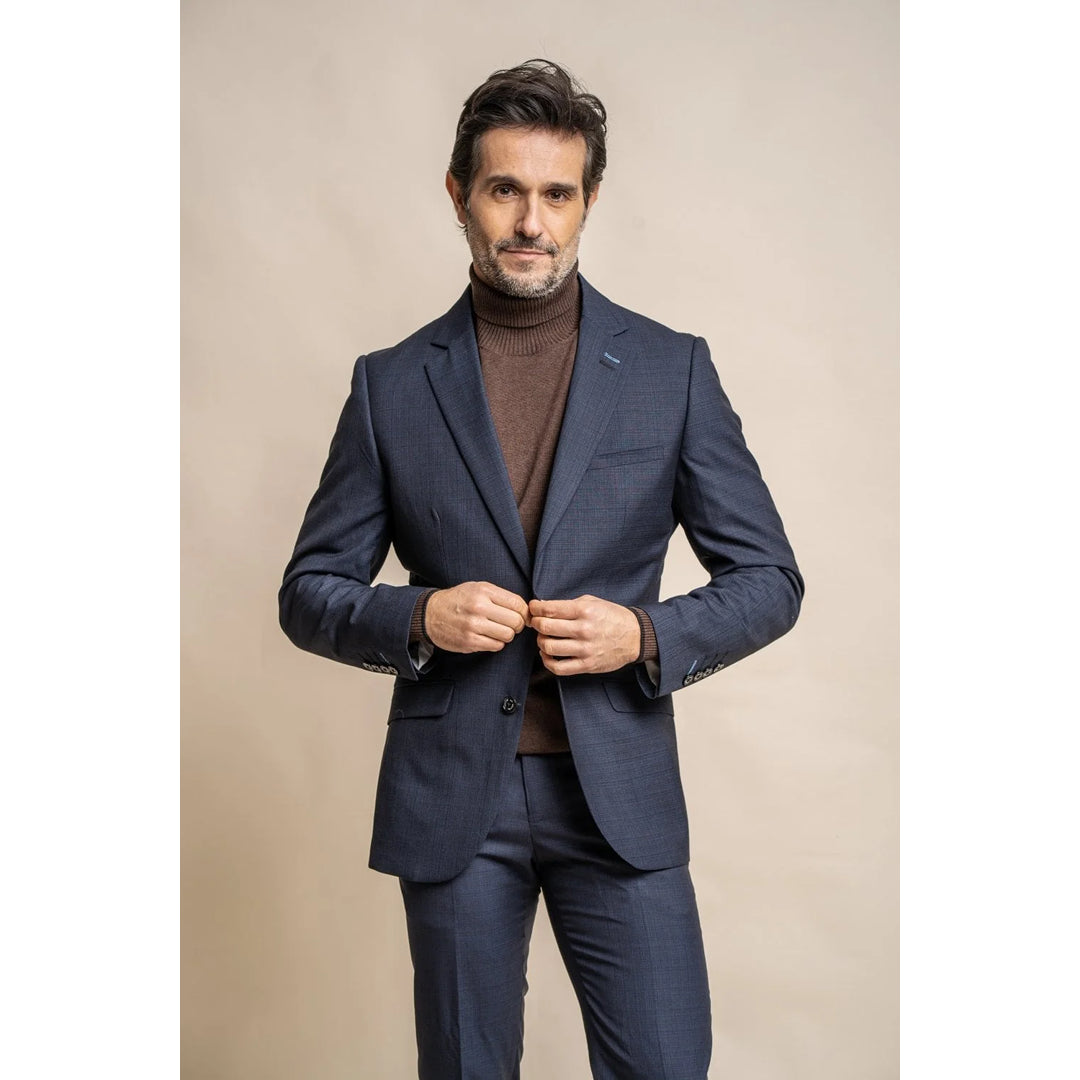 Men's high-stretch outdoor jacket-Seeba - Men's Classic Navy Blue Blazer