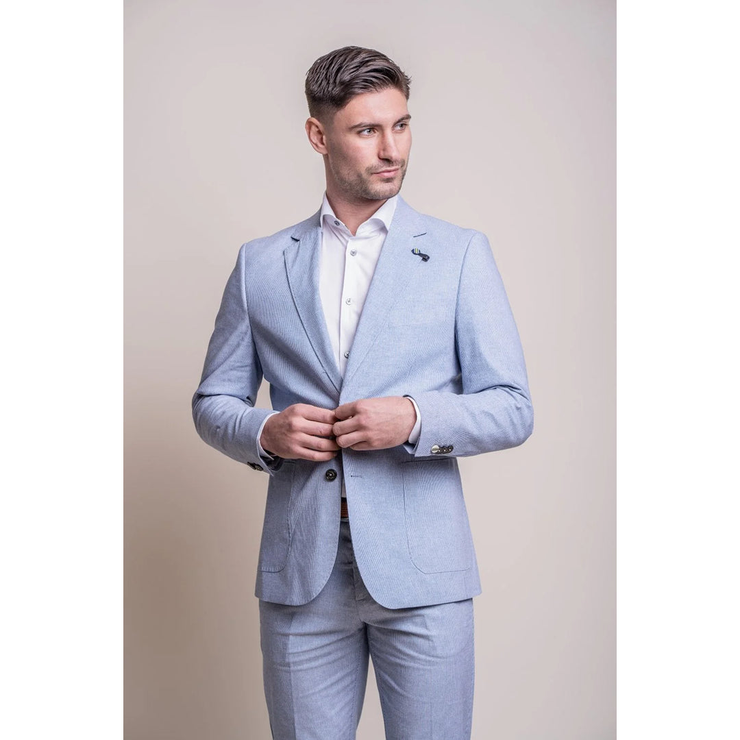 Men's weather-resistant gym jacket-Fredrik - Men's Light Blue Summer Blazer