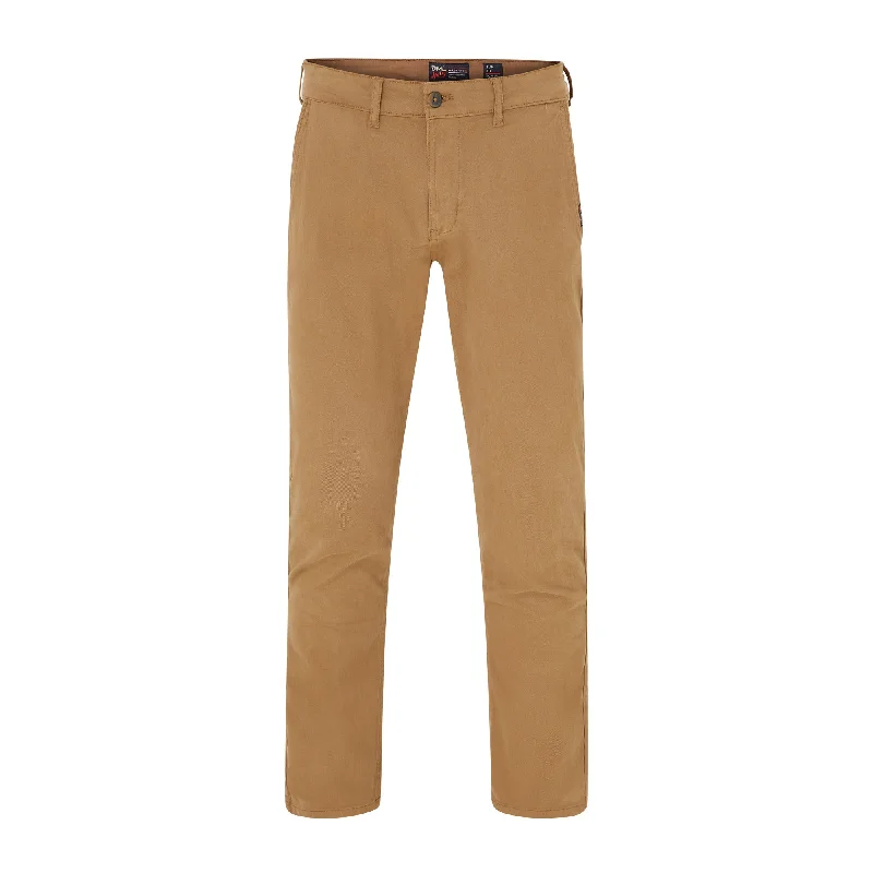 Men's gym-ready office pants-Eddie premium comfort stretch chino in Dark Tan