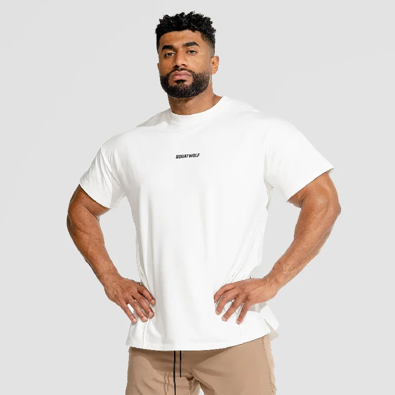 Men's sustainable jersey t-shirt-Bodybuilding Tee - White