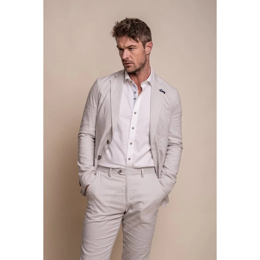 Men's modern windbreaker-Alvari - Men's Grey Linen Summer Blazer