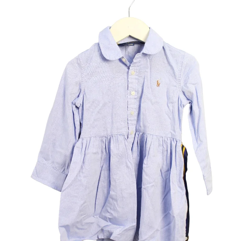 Men's modern travel polo shirt-Polo Ralph Lauren Long Sleeve Dress with Belt 2T