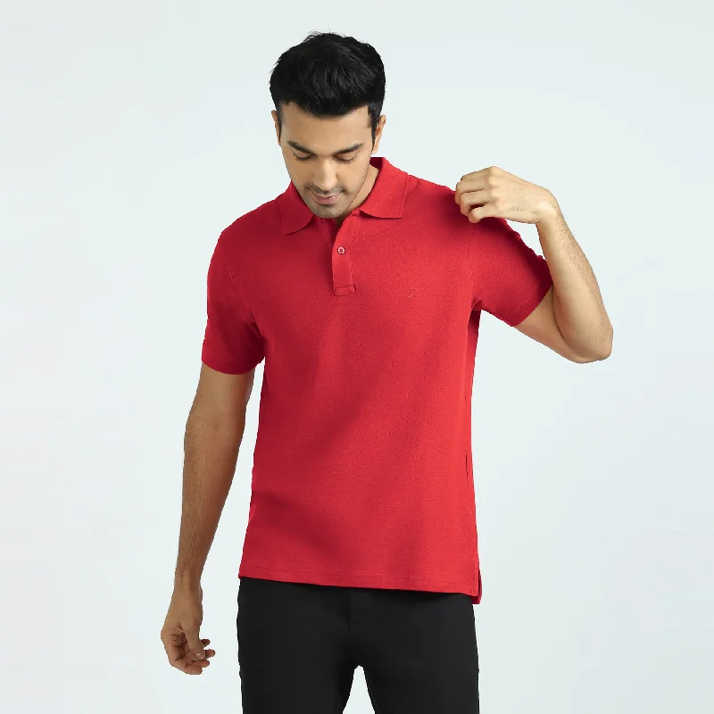 Men's eco-conscious performance polo shirt-Element Combed Cotton Polo T-shirts Rio Red