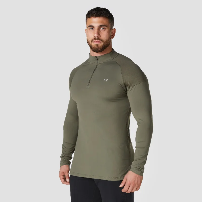 Men's tech fabric athletic t-shirt-Core Running Top - Khaki